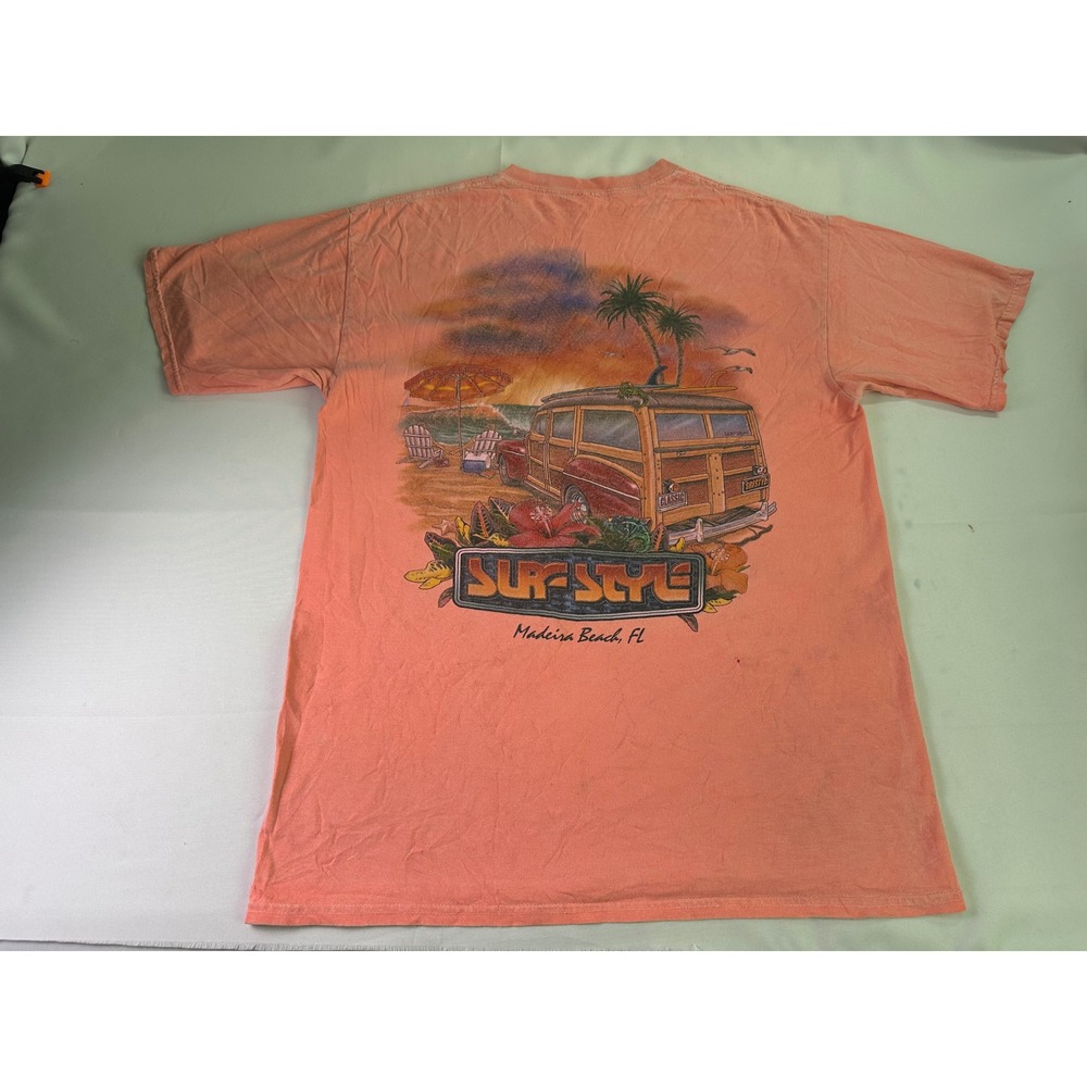 VTG Surf Style T Shirt Coral Graphic Print Madeira Beach Florida Mens Size Large